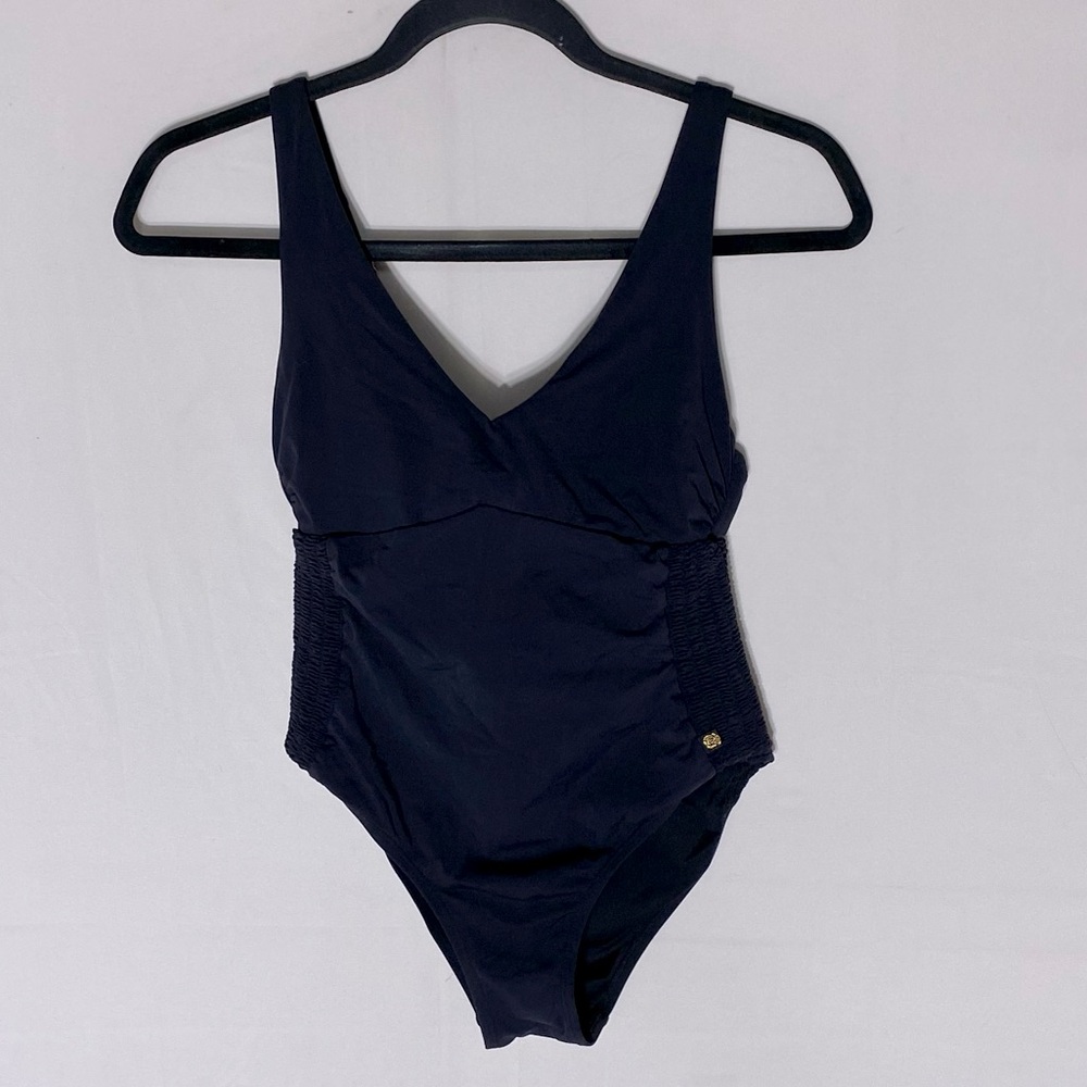 La Vie En Rose Aquarose Black One Piece Swimsuit Bathing Suit XS